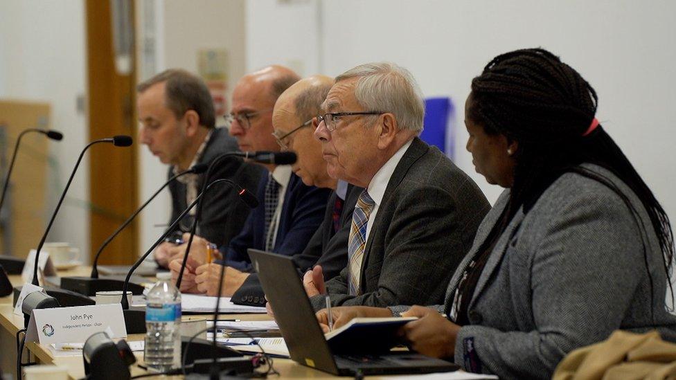 John Pye and other panel members, alongside the Combined Authority's monitoring officer