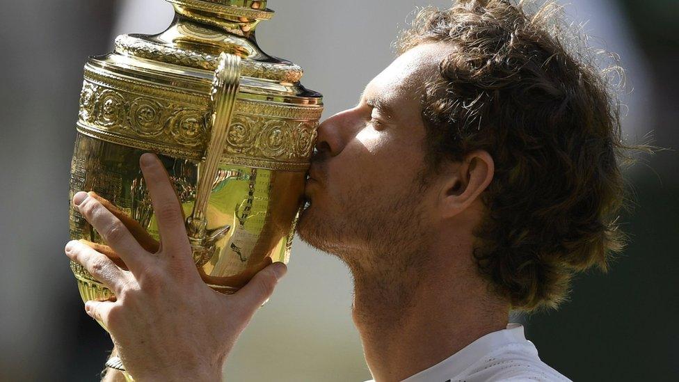 Andy Murray with the Wimbledon trophy