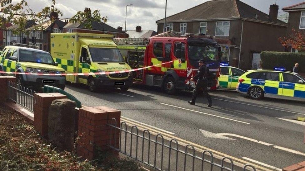 A Cardiff bus and a motorbike collided in the Birchgrove area of the Welsh capital