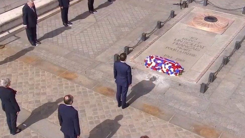 President Macron at Arc de Triomphe, 8 May 20