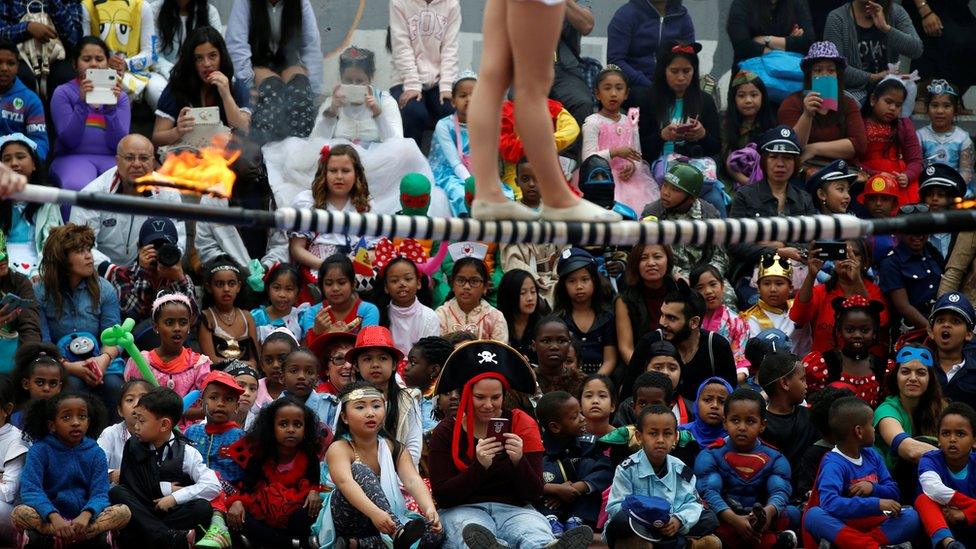 Kids at a school celebrating Purim