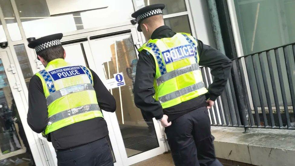 Police outside university halls