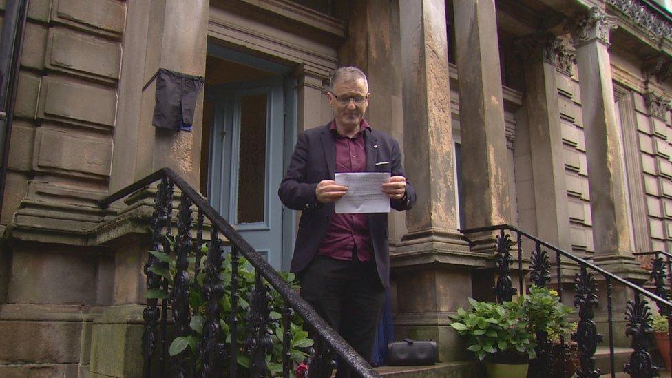 Lecturer James McIvor outside the house where Deborah Kerr was born