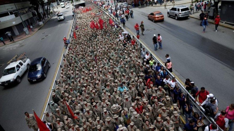 Pro-government supporters rally against US President Donald Trump in Caracas, Venezuela August 14, 2017.