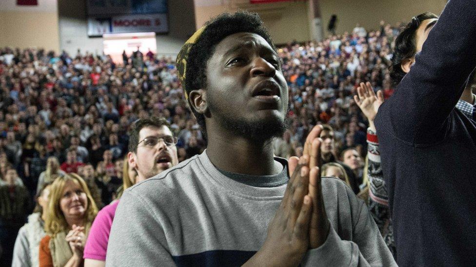 Students praying