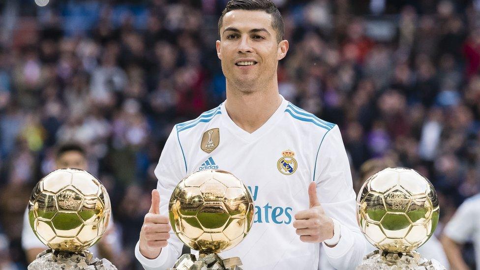 ronaldo with ballon d'ors