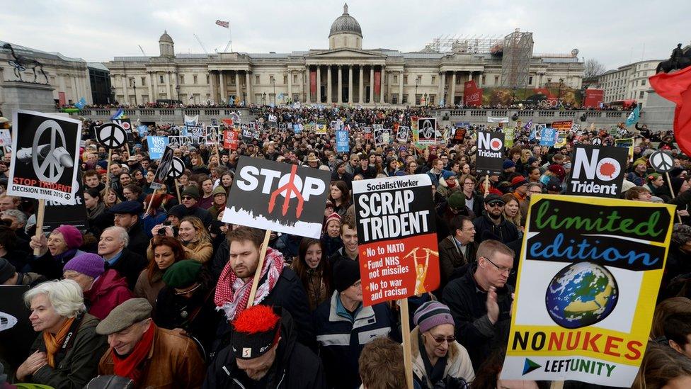 Demonstrators in Trafalgar Square