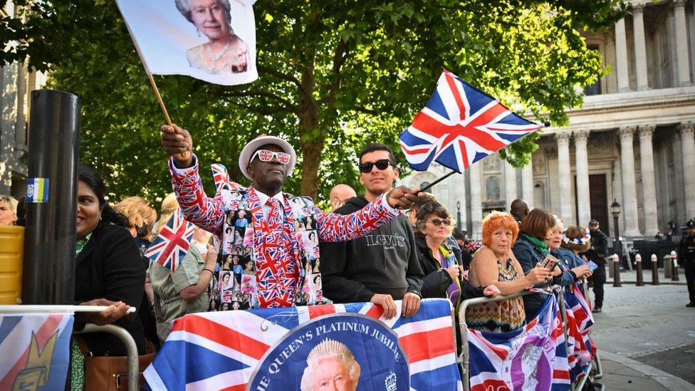 Crowd outside St Paul's Cathedral before the Platinum Jubilee National Service of Thanksgiving