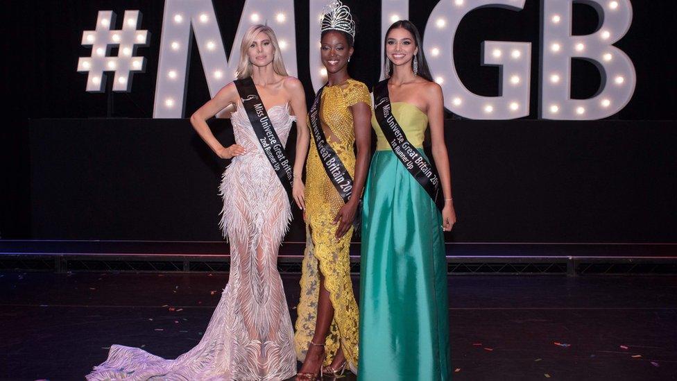 Dee-Ann Kentish-Rogers (centre) and the two Miss Universe runners-up