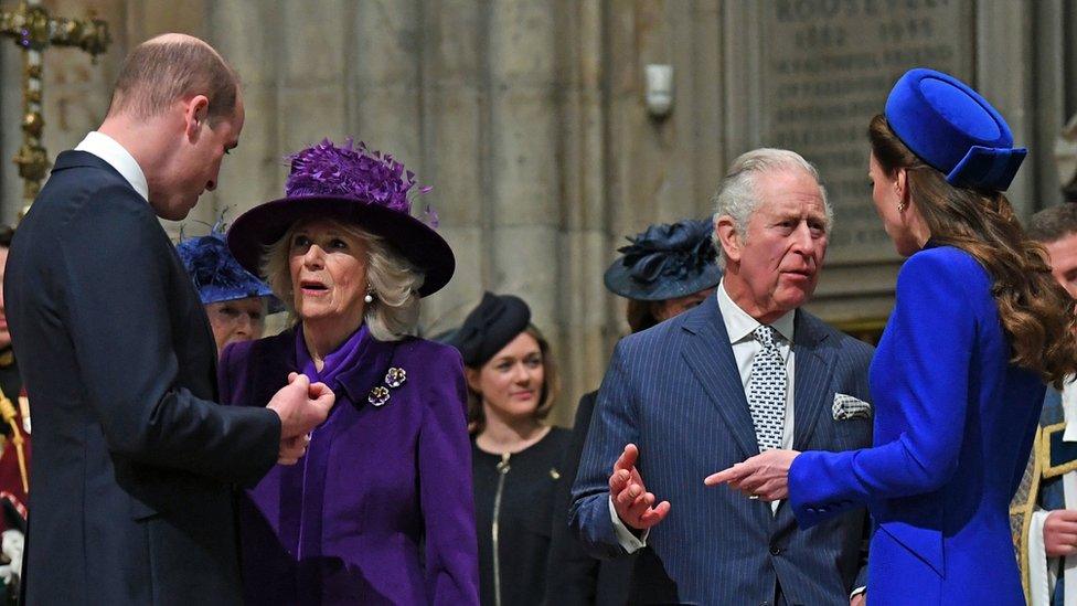 William, Camilla, Charles, Kate at Westminster Abbey Commonwealth Service