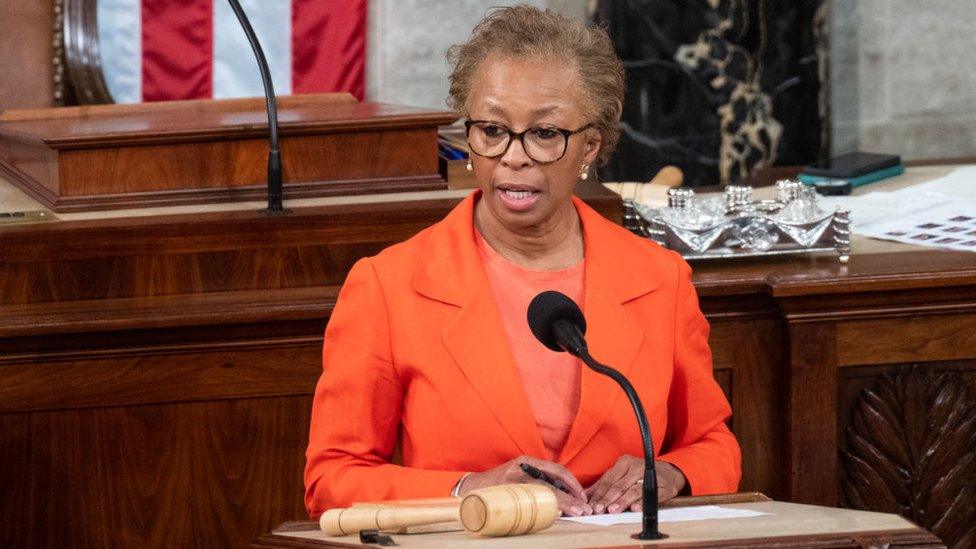 House Clerk Cheryl Johnson gavels the House to order before the start of the 7th failed attempt to elect a speaker in the Capitol on Thursday, January 5, 2023