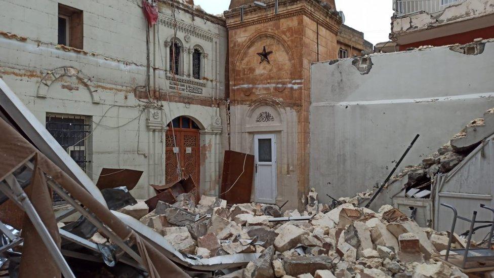 A collapsed building in Sanliurfa, Turkey