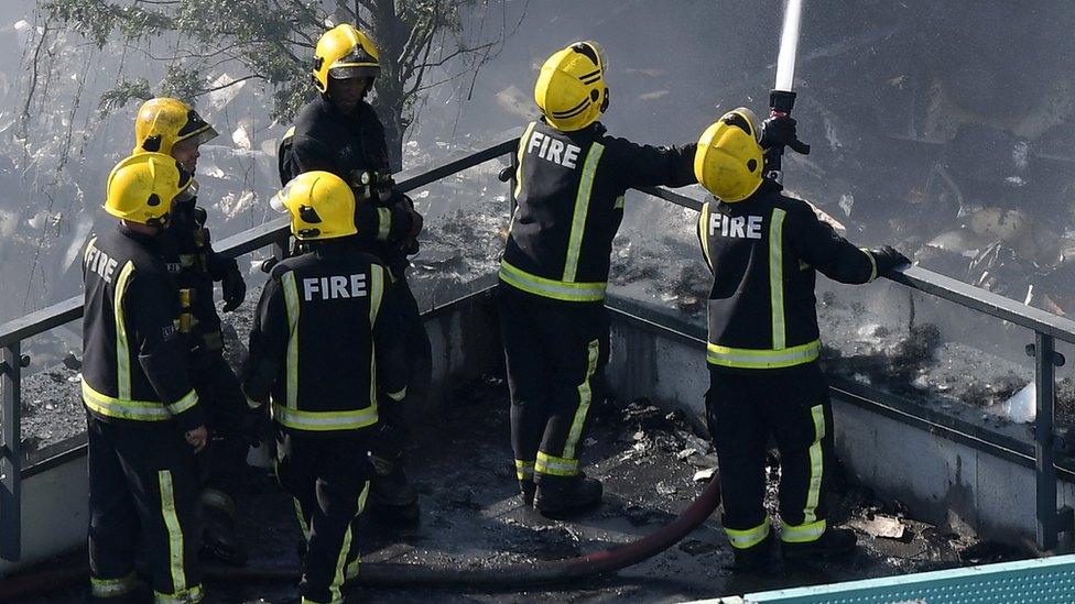 Firefighters tackling the Grenfell fire