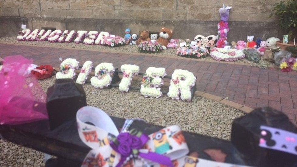 Floral tributes for the funeral of Alesha MacPhail