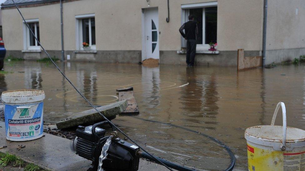 Flooded house on May 31, 2016 in Meung-sur-Loire southern Orleans