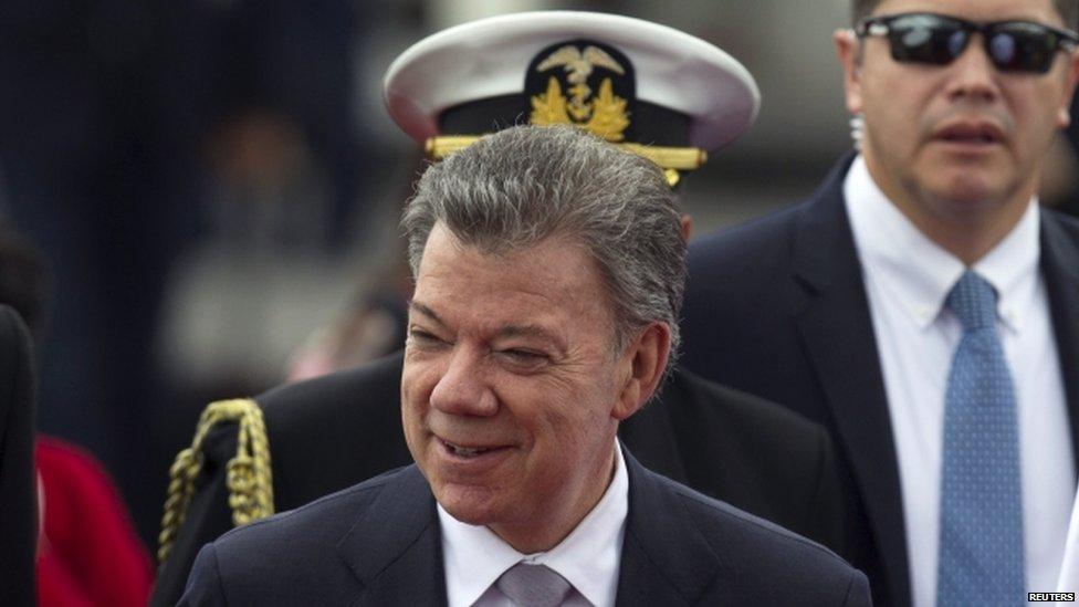 Juan Manuel Santos as he arrived in Quito