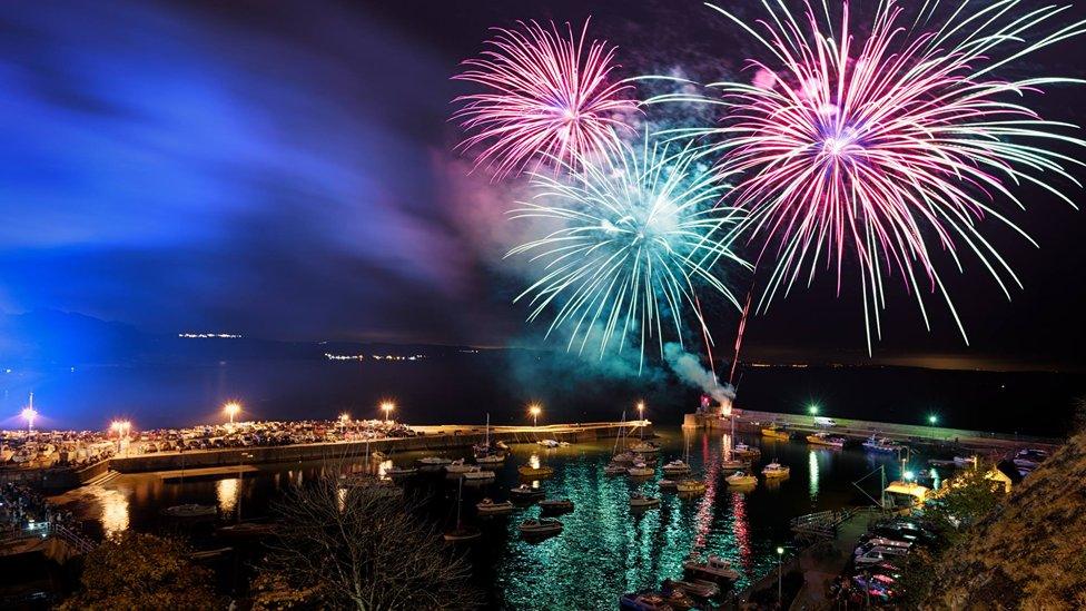 Gearing up for bonfire night... This fabulous fireworks display over Saundersfoot, near Tenby, was captured by Mathew Browne