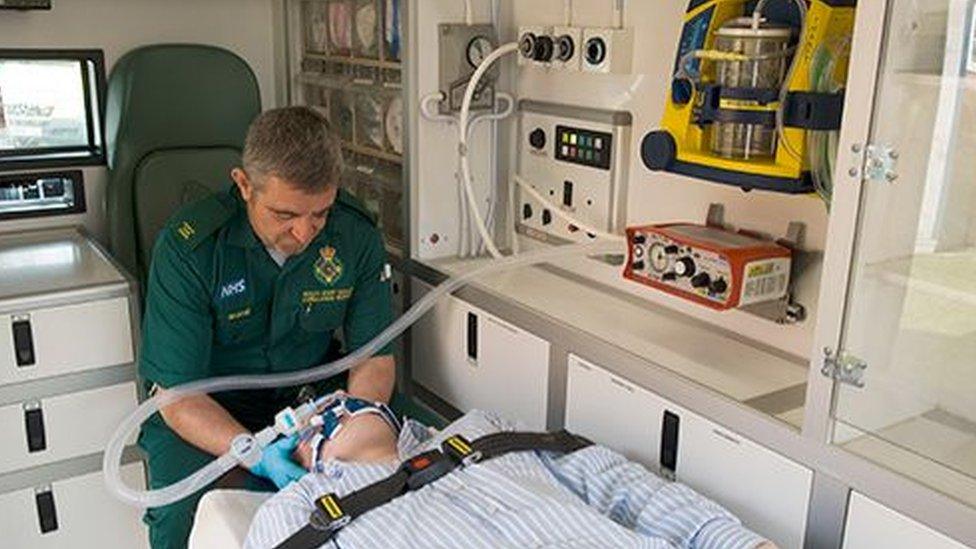 Paramedic with Smith's PARAPAC ventilator