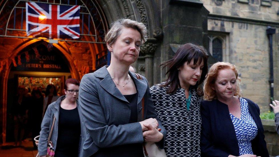 Yvette Cooper leaves a church in Birstall