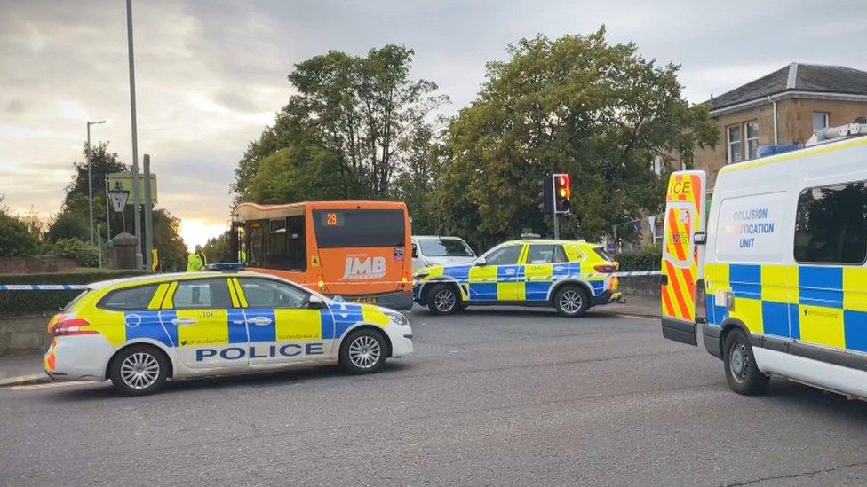 Crash scene in Giffnock