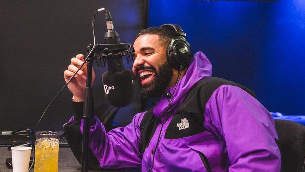 Drake in the 1Xtra studio