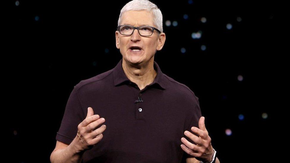 Apple CEO Tim Cook addresses the audience at an Apple event on 7 September 2022