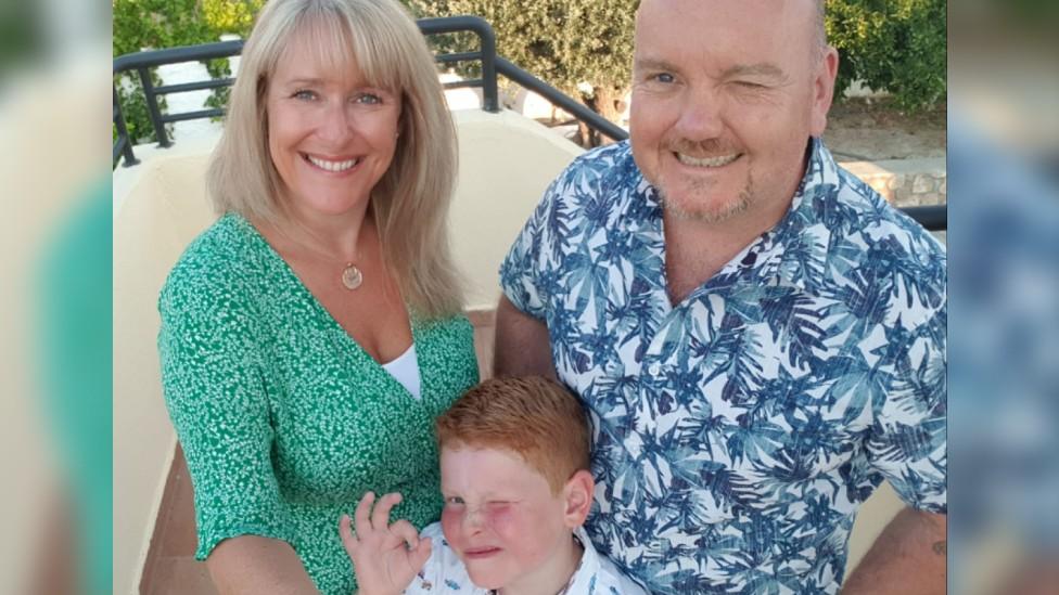 Rachael Foley with son Lewis and husband Mark