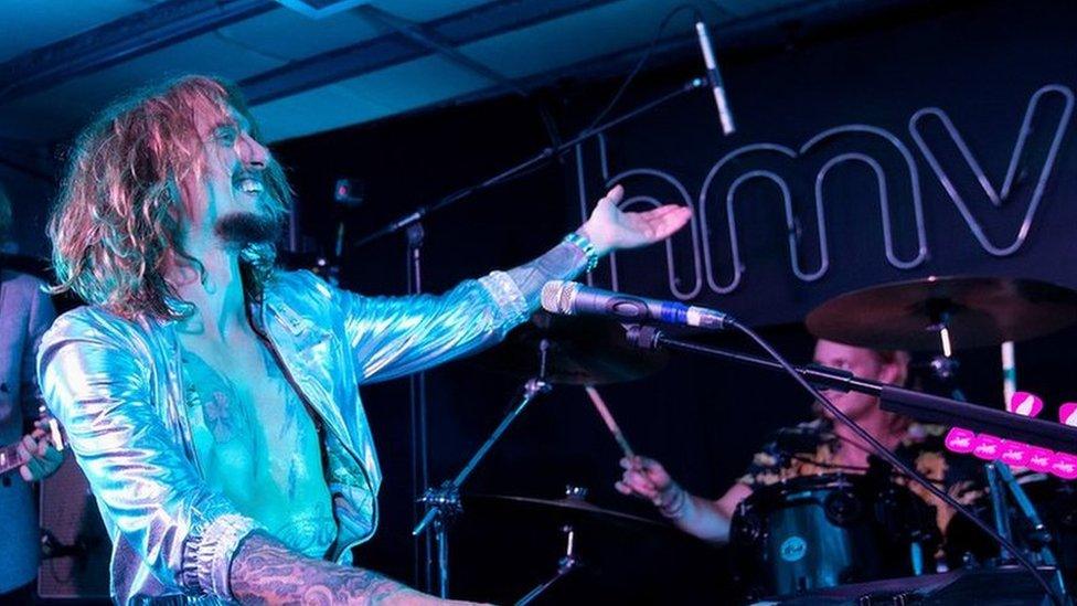 The Darkness performing at HMV's Oxford Street store