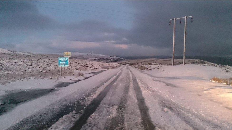 Snow covers the ground in Blaenavon, Torfaen