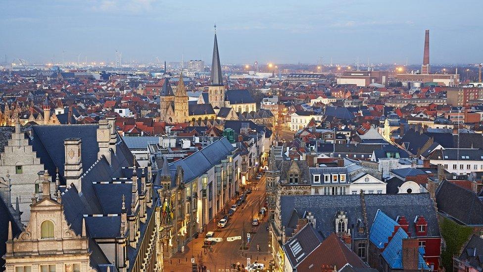 Aerial view of Ghent