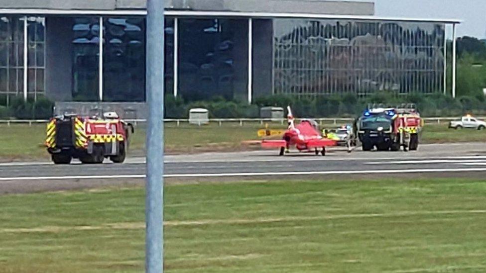 Red Arrows at Farnborough Airport