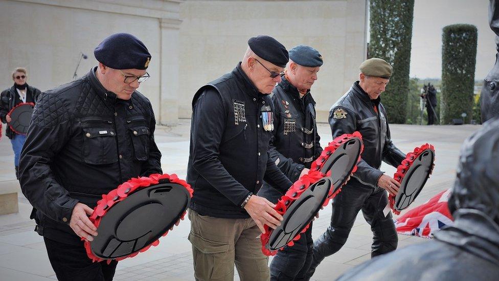 Wreaths being laid at the memorial