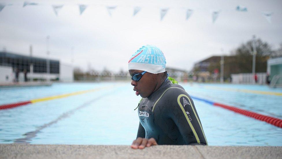 A swimmer at Hillingdon Lido in Uxbridge