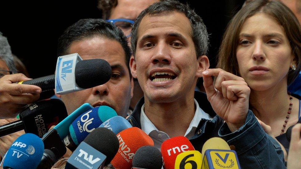 Juan Guaidó at the San Jose church in Caracas on January 27, 2019