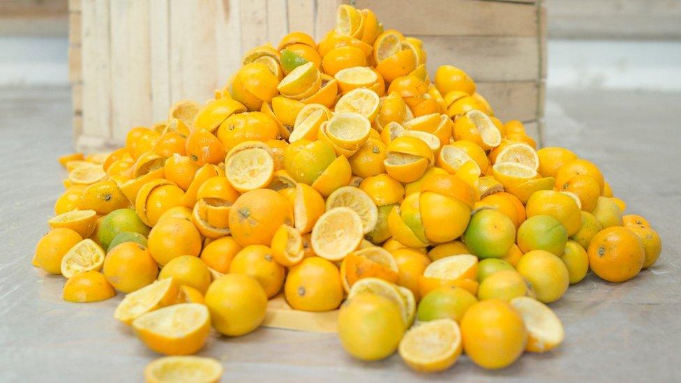 Orange peels after the fruits have been juiced