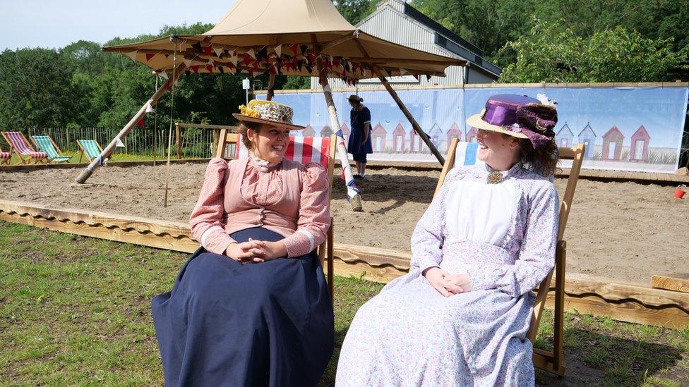 Two women at the Blists Hill Seaside attraction