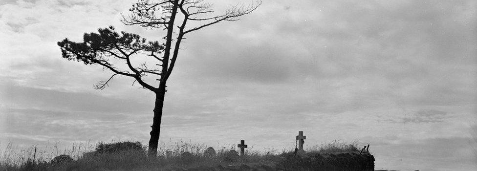 A windswept cemetery in Cornwall