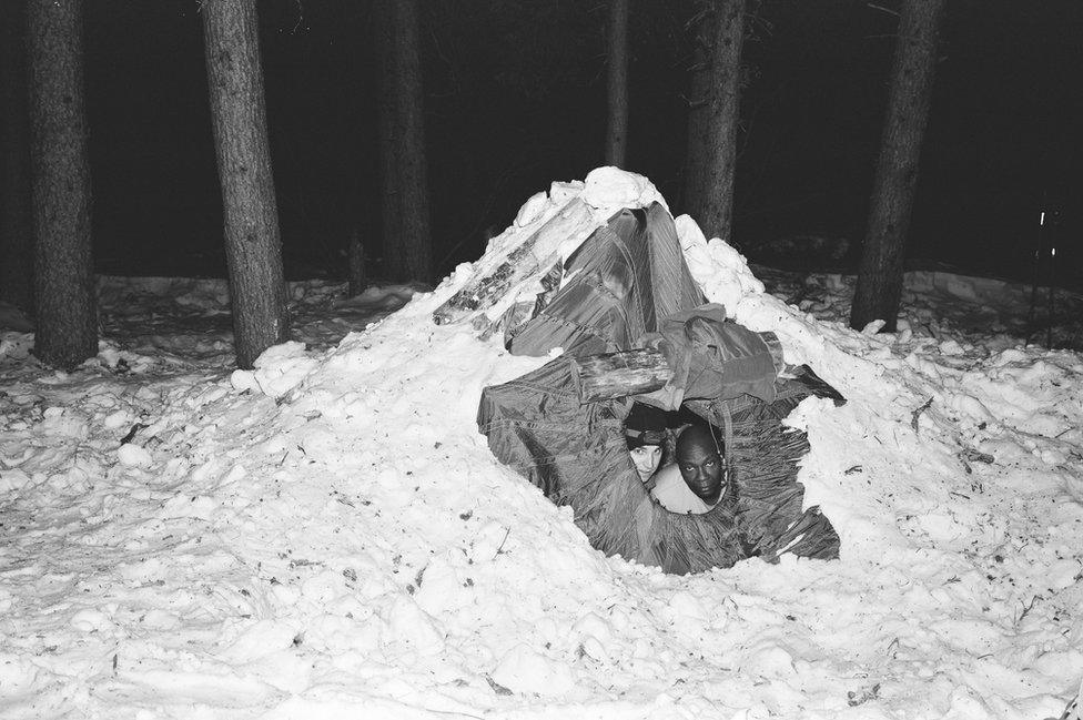 Students in their shelter