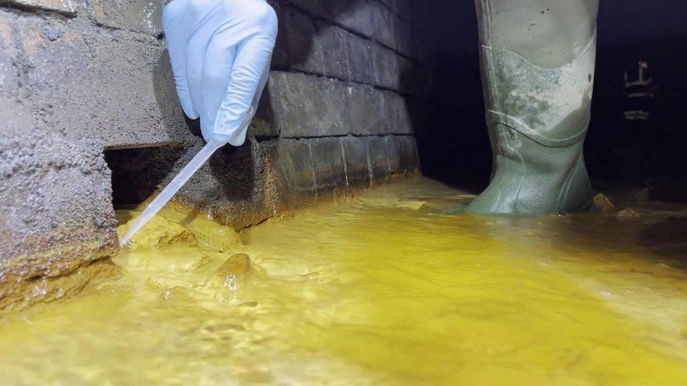 Water in the railway tunnel being tested