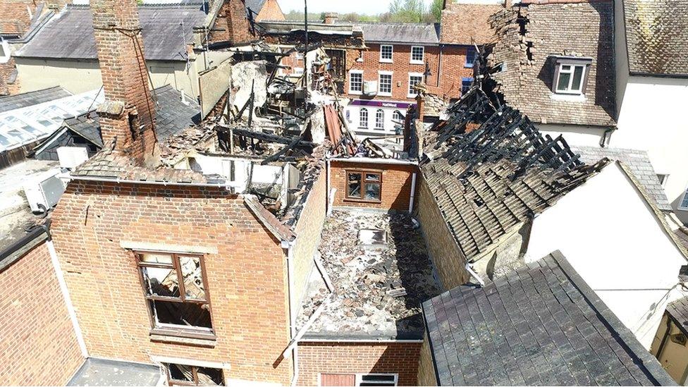 Fire damage to Stony Stratford buildings