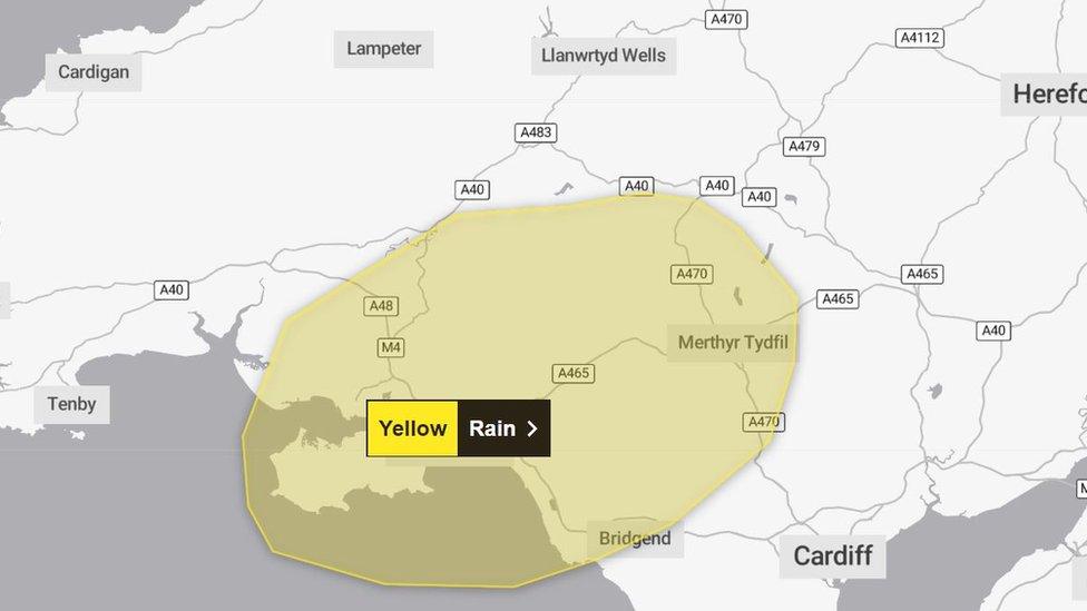 The Met Office said homes and businesses could to be flooded and journeys disrupted