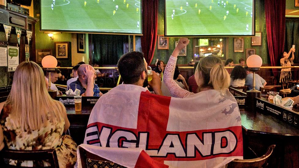 England fans watching a game in a pub