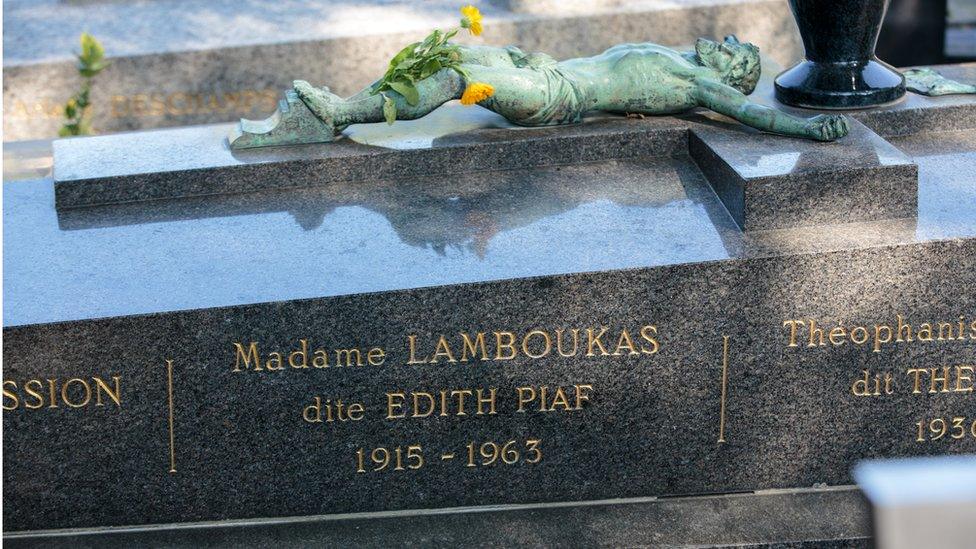 Edith Piaf's grave in Pere Lachaise, Paris