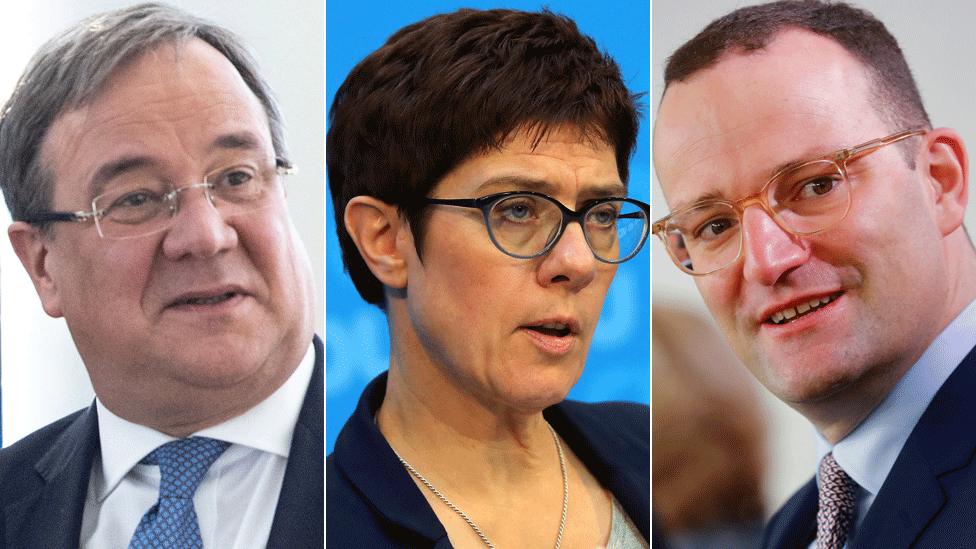 From L-R Armin Laschet, Annegret Kramp-Karrenbauer, Jens Spahn