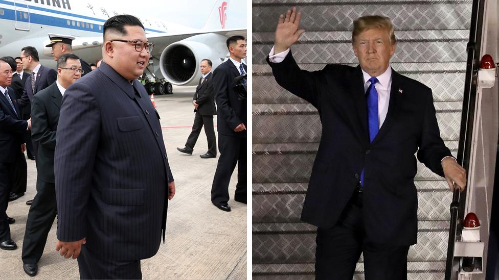 Kim Jong-un and Donald Trump arrive separately in Singapore on 10 July 2018