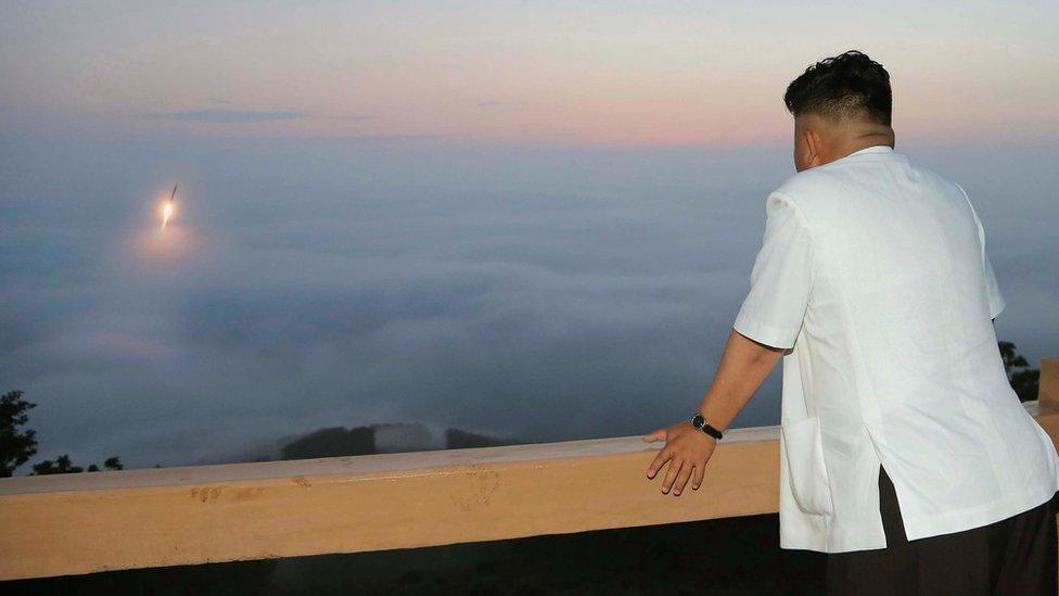 Kim Jong-un watches a missile launch (July 2014)