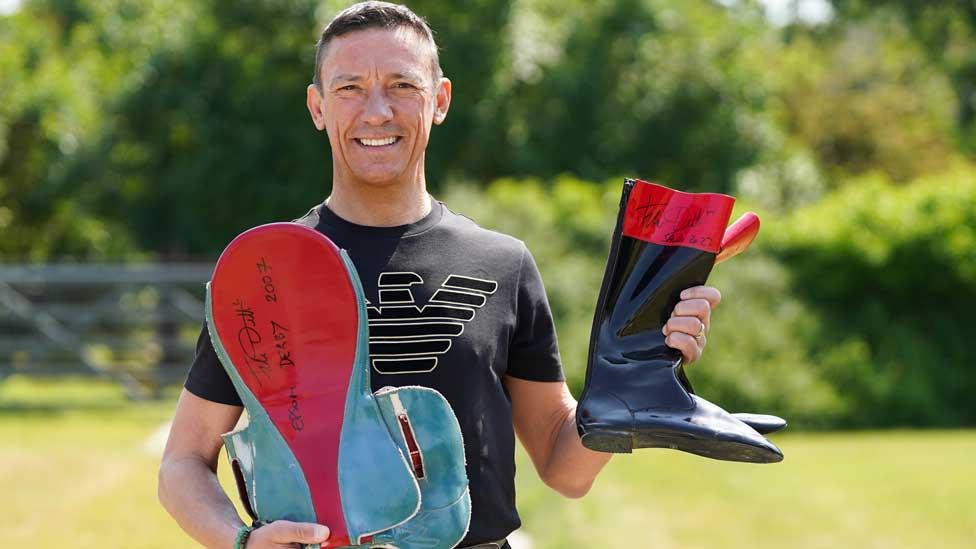 Frankie Dettori with saddle and boots