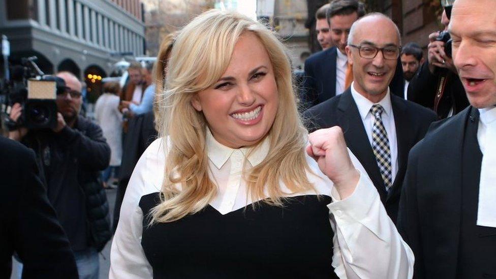 Rebel Wilson celebrates after her court victory last year