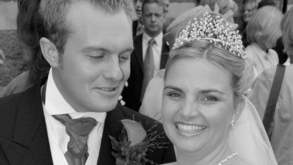 Jen Bickel and her husband Andrew Bickel on their wedding day