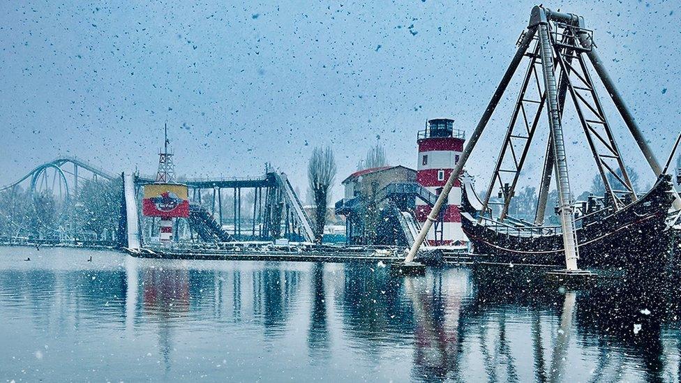 Drayton manor in the snow